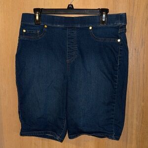 Kim Rogers Petite 14 Dark Blue Denim Elastic Waist Shorts